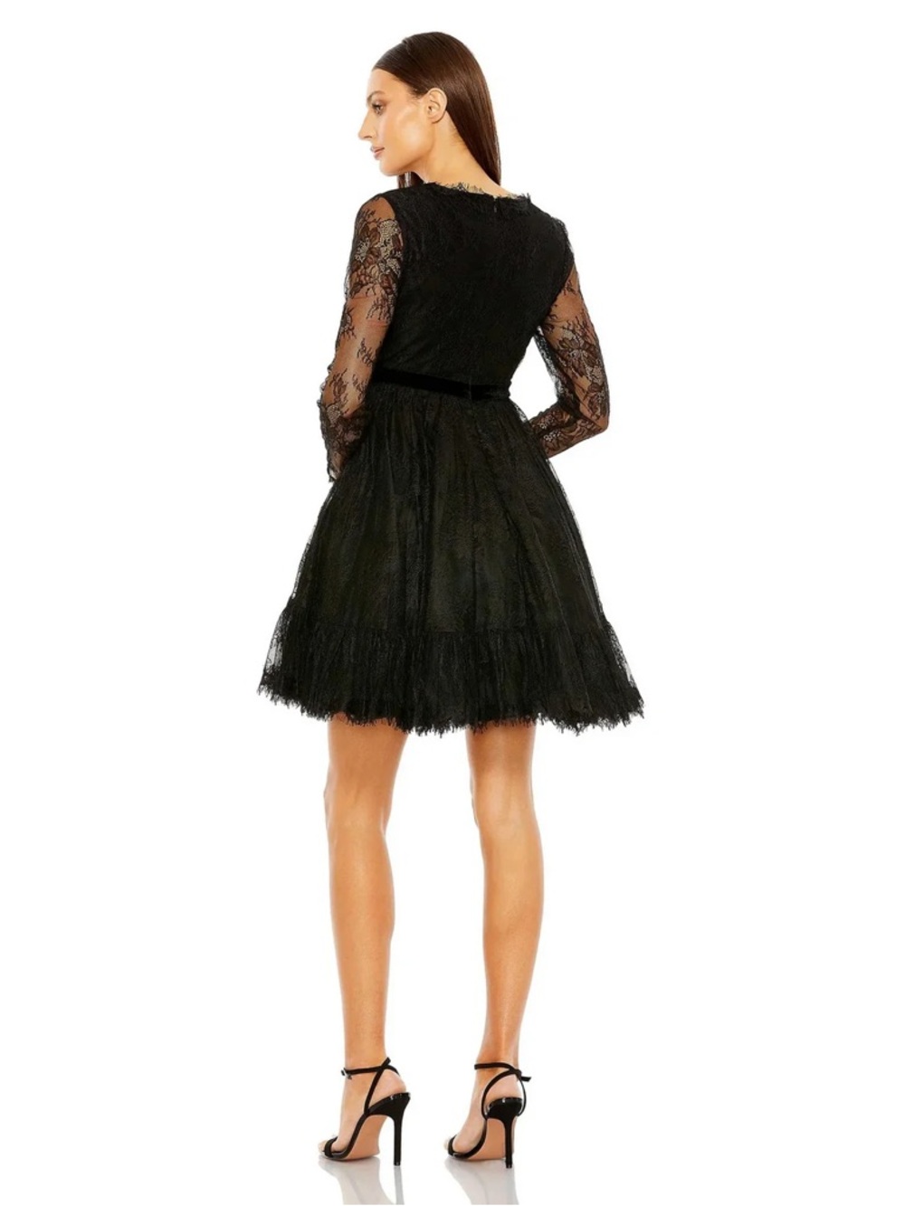 Mac Duggal Lace Long Sleeve Mini Dress - Picture 2 of 3